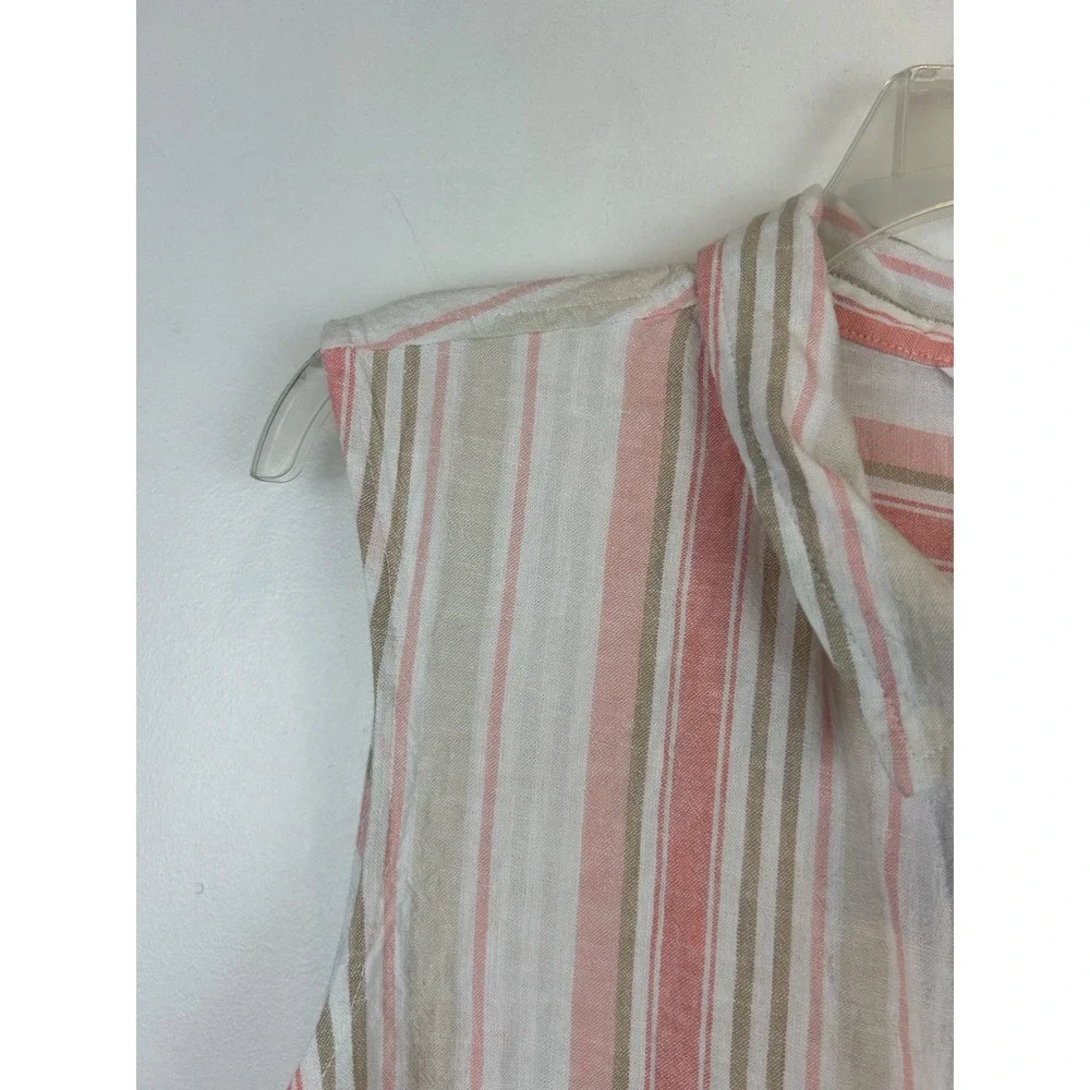 Shirt Dress XXL Sleeveless Mini 2XL Pink Stripe Linen Blend Casual Office New